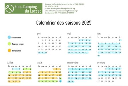 Calendrier des saisons 2025