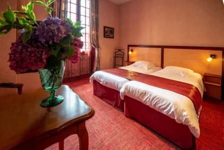 Chambre d'un l'hôtel de Charme de Conques en Aveyron