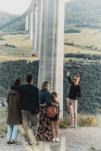 Viaduc de Millau: sur les anciennes pistes de chantier (groupes)